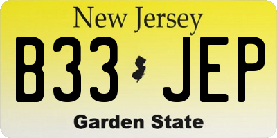 NJ license plate B33JEP