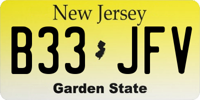 NJ license plate B33JFV