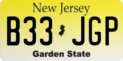 NJ license plate B33JGP