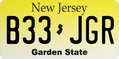 NJ license plate B33JGR