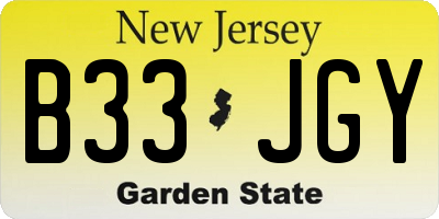 NJ license plate B33JGY