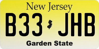 NJ license plate B33JHB