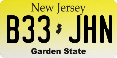 NJ license plate B33JHN