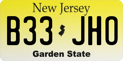 NJ license plate B33JHO