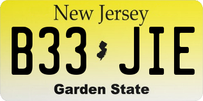 NJ license plate B33JIE