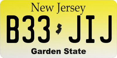NJ license plate B33JIJ