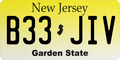 NJ license plate B33JIV