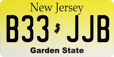 NJ license plate B33JJB