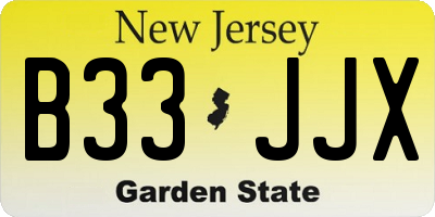 NJ license plate B33JJX