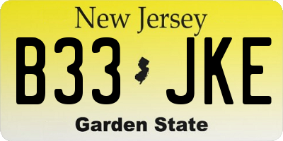 NJ license plate B33JKE