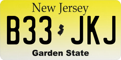 NJ license plate B33JKJ