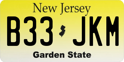 NJ license plate B33JKM