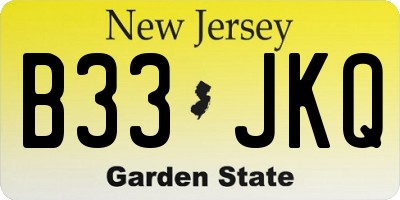 NJ license plate B33JKQ