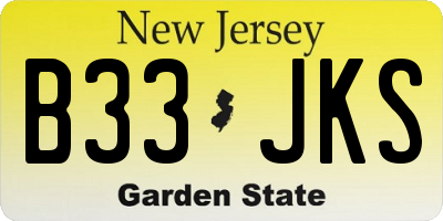NJ license plate B33JKS