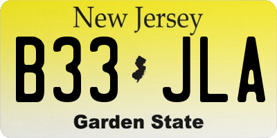 NJ license plate B33JLA