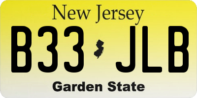 NJ license plate B33JLB