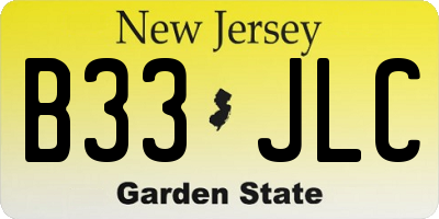 NJ license plate B33JLC