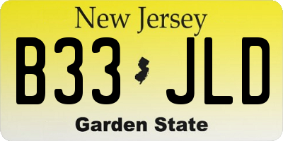 NJ license plate B33JLD