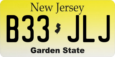 NJ license plate B33JLJ