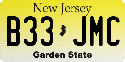 NJ license plate B33JMC
