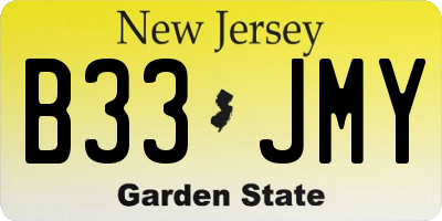 NJ license plate B33JMY