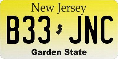 NJ license plate B33JNC