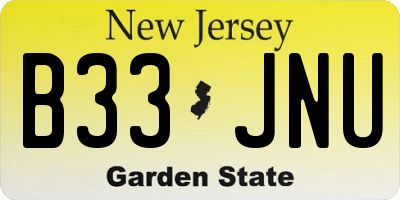 NJ license plate B33JNU