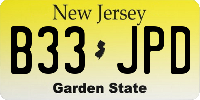 NJ license plate B33JPD