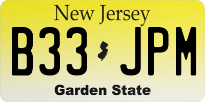 NJ license plate B33JPM