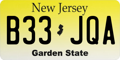NJ license plate B33JQA