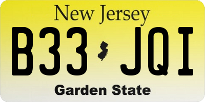 NJ license plate B33JQI
