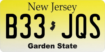 NJ license plate B33JQS