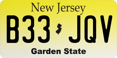 NJ license plate B33JQV