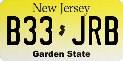 NJ license plate B33JRB