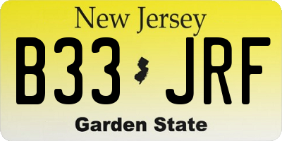 NJ license plate B33JRF