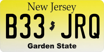 NJ license plate B33JRQ