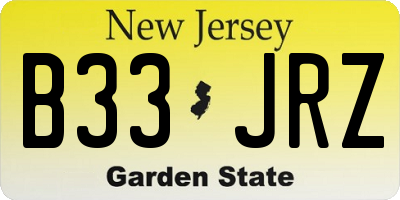 NJ license plate B33JRZ