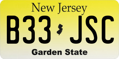 NJ license plate B33JSC