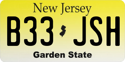 NJ license plate B33JSH