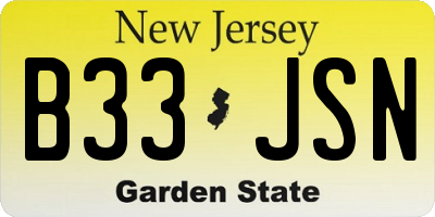 NJ license plate B33JSN