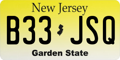 NJ license plate B33JSQ