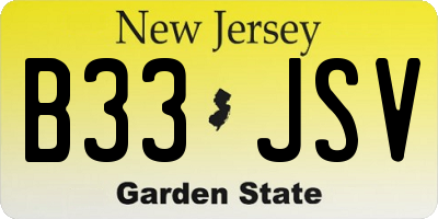 NJ license plate B33JSV