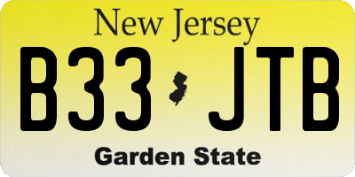 NJ license plate B33JTB