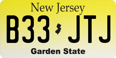 NJ license plate B33JTJ