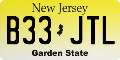 NJ license plate B33JTL