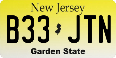 NJ license plate B33JTN