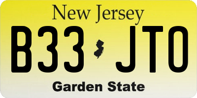 NJ license plate B33JTO
