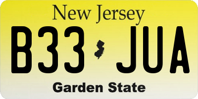 NJ license plate B33JUA