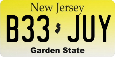 NJ license plate B33JUY