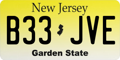 NJ license plate B33JVE